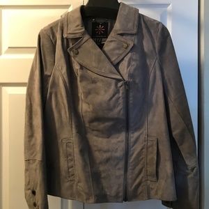 Issac Mizrahi Gray Suede Moto Jacket